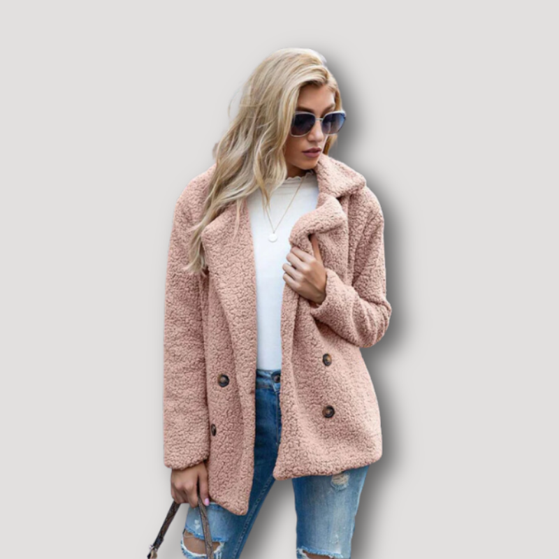 Wide Lapel Collar Women's Teddy Coat