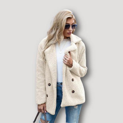 Wide Lapel Collar Women's Teddy Coat