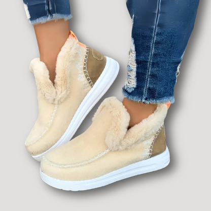 Fur Lined Slip On Waterproof Winter Shoes Ankle Boots for Ladies