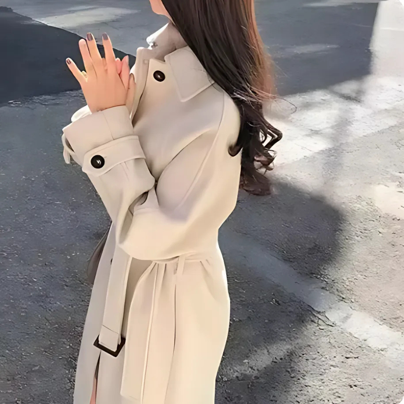 Elegant Overcoat Tie Waist Trench Coat Coat for Women