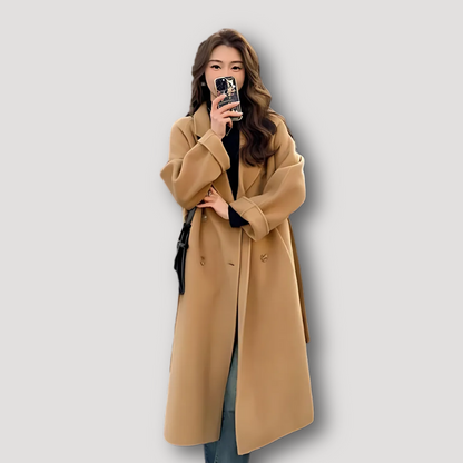 Elegant Overcoat Tie Waist Trench Coat Coat for Women