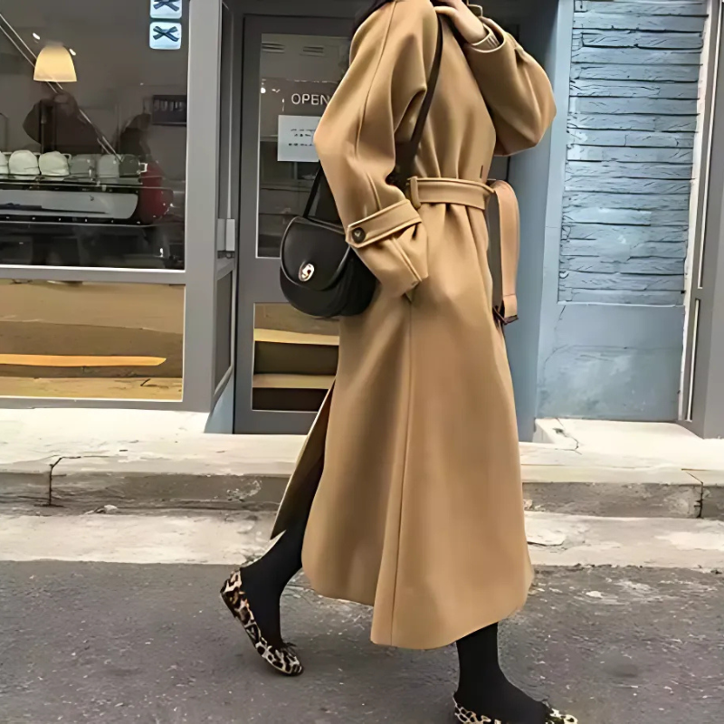 Elegant Overcoat Tie Waist Trench Coat Coat for Women