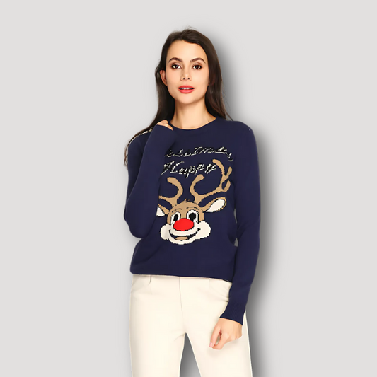 Rudolph Red Nose Reindeer Funny Christmas Sweater Women