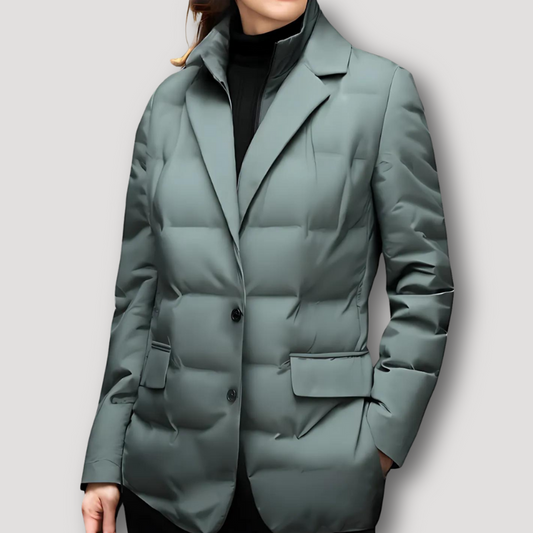 Sleek Quilted Down Blazer Jacket for Women