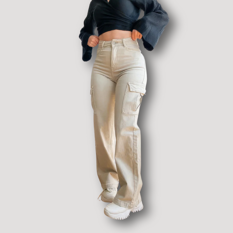 Wide Straight Leg High Waist Cargo Pants Women