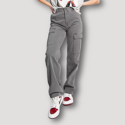 Wide Straight Leg High Waist Cargo Pants Women