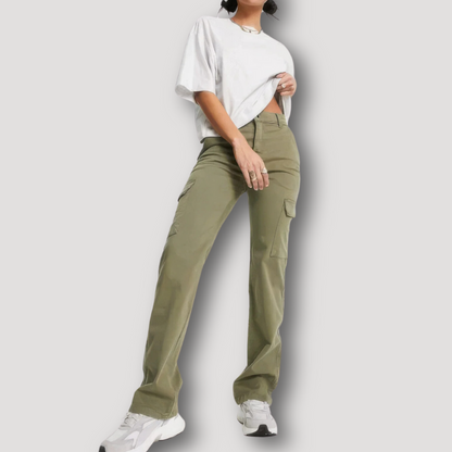 Wide Straight Leg High Waist Cargo Pants Women