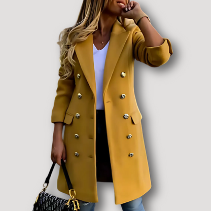 Gold Button Womens Coat Double Breasted