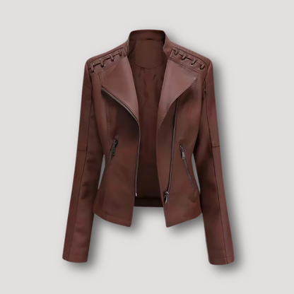 Lace Up Shoulder Faux Leather Jacket for Women