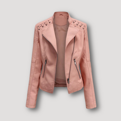 Lace Up Shoulder Faux Leather Jacket for Women