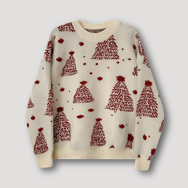 Red Christmas Tree Pattern Women's Holiday Sweater Christmas