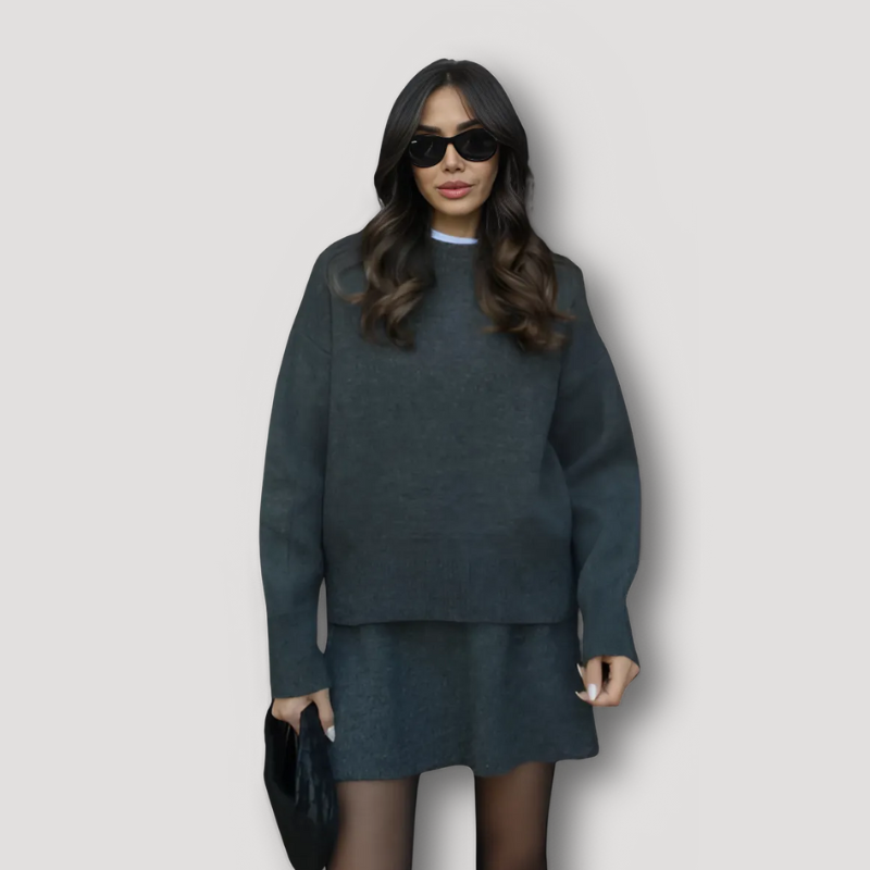 Women's Two Piece Set Skirt and Top Knit Sweater Long Sleeve