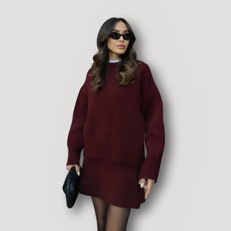 Women's Two Piece Set Skirt and Top Knit Sweater Long Sleeve