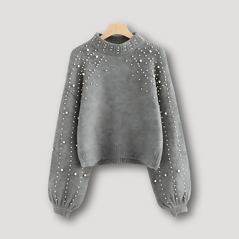 Elegant Pearl Embellished Beaded Sweater for Women