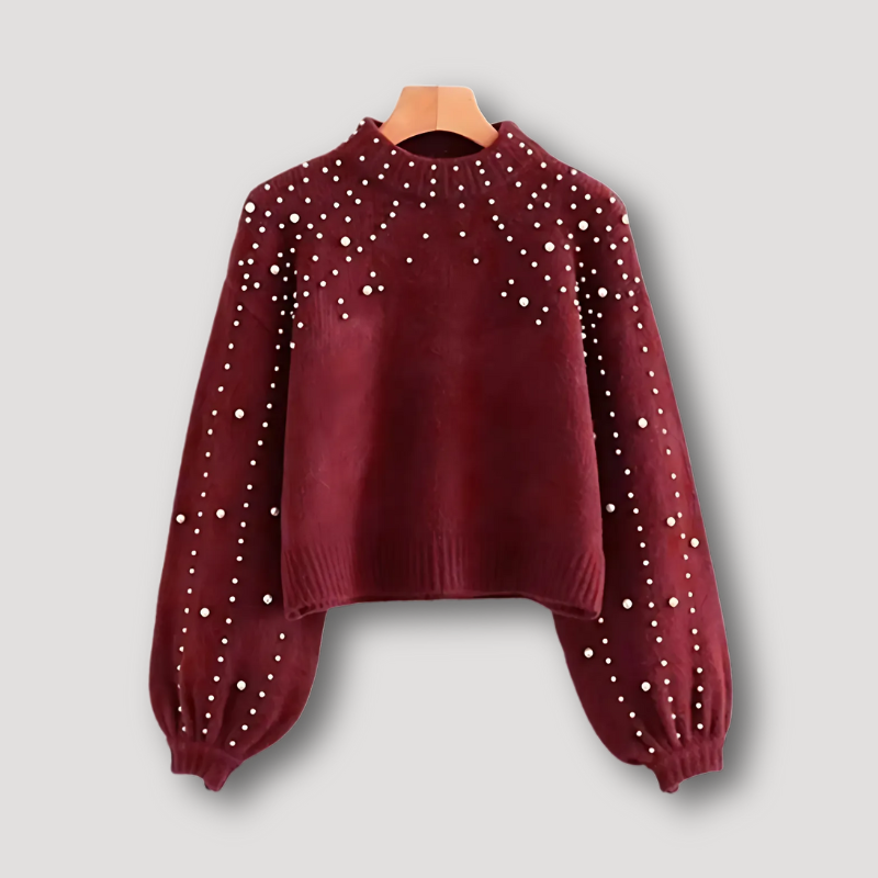 Elegant Pearl Embellished Beaded Sweater for Women