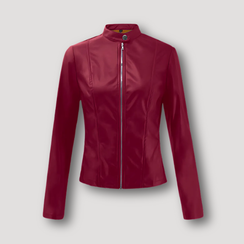 Slim Fit Faux Leather Womens Motorcycle Jacket