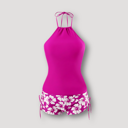 Halter Neck Top Floral Swim Shorts Tankini Swimwear Australia