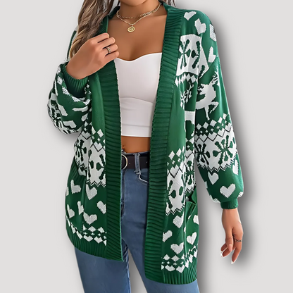 Open Front Christmas Knit Cardigan Sweater for Women