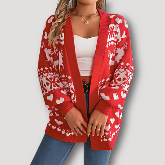 Open Front Christmas Knit Cardigan Sweater for Women