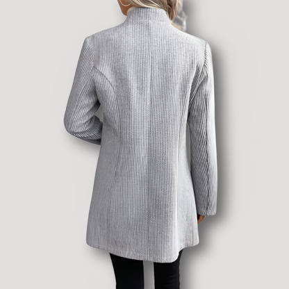 Pinstripe Blazer Woolen Coat for Women