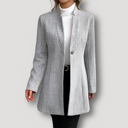 Pinstripe Blazer Woolen Coat for Women