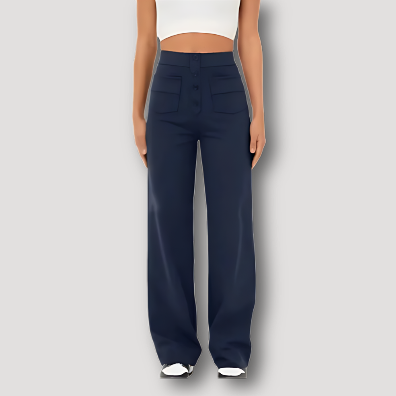 Elastic High Waisted Straight Leg Work Pants Women