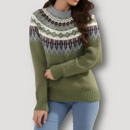 Cozy Knitwear Nordic Pattern Women Knit Sweater