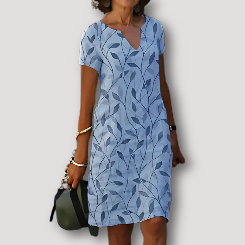 Elegant Leaf Pattern Summer Midi Dress Australia