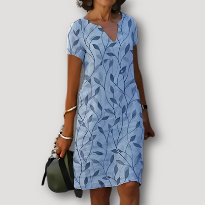 Elegant Leaf Pattern Summer Midi Dress Australia