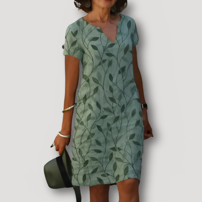 Elegant Leaf Pattern Summer Midi Dress Australia