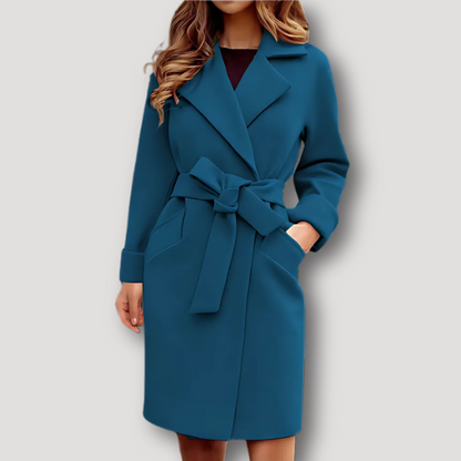 Formal Outerwear Business Tie Waist Trench Coat for Women