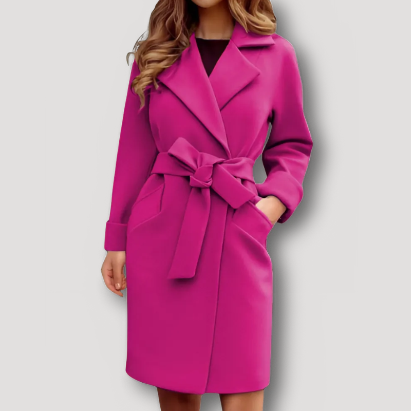 Formal Outerwear Business Tie Waist Trench Coat for Women