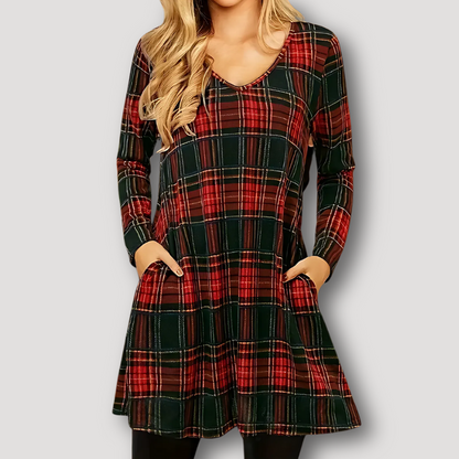 Check Mini Christmas Dress Women's Australia