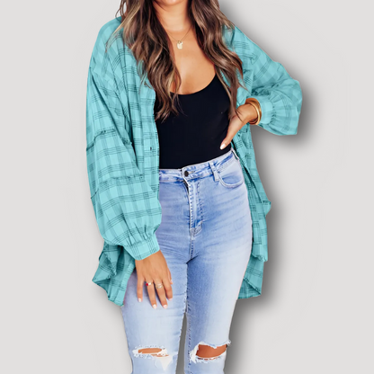 Oversized Plaid Flannel Shirt Jacket Women