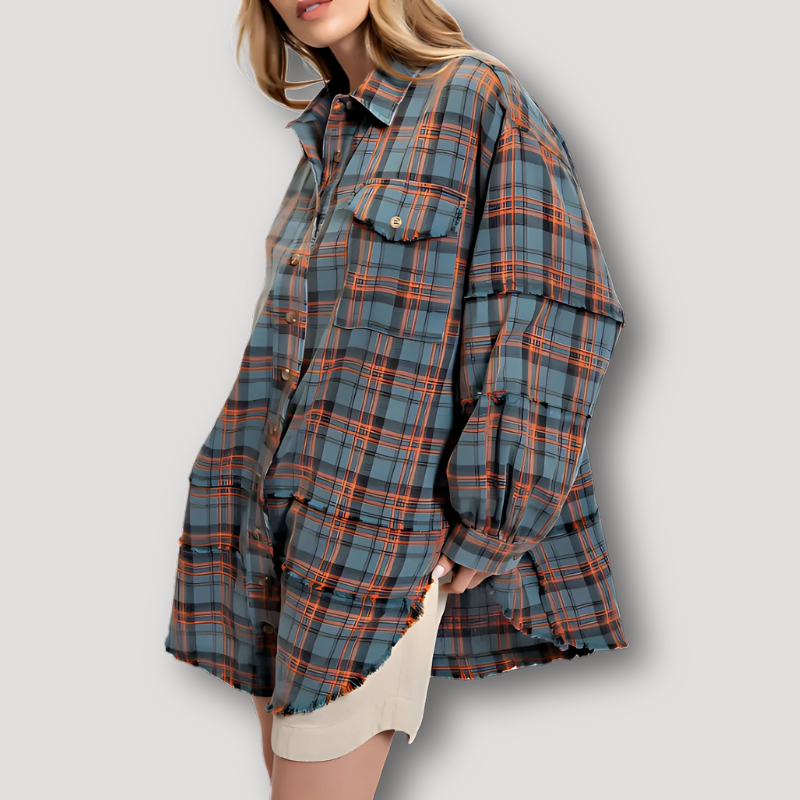 Oversized Plaid Flannel Shirt Jacket Women