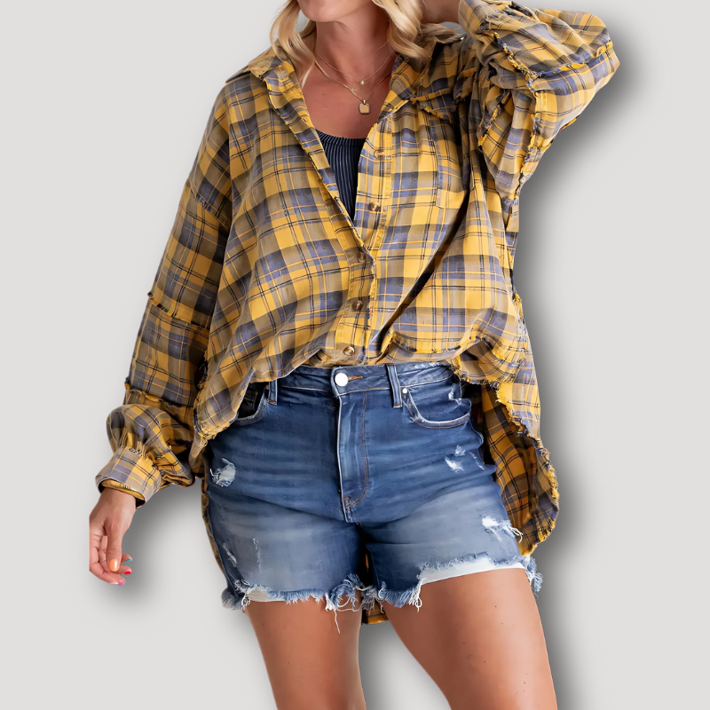 Oversized Plaid Flannel Shirt Jacket Women