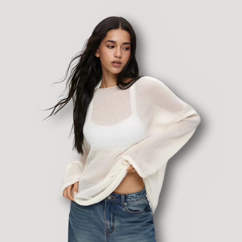 See Through Oversized Sheer Mesh Women Knit Sweater