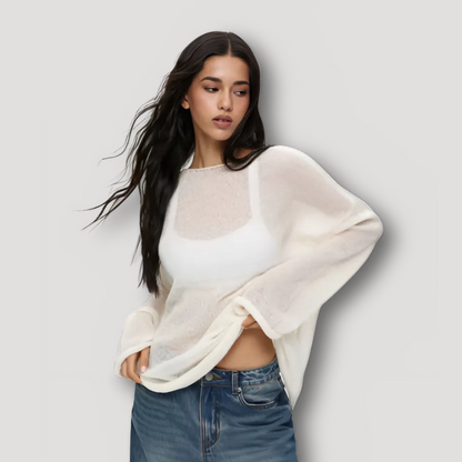 See Through Oversized Sheer Mesh Women Knit Sweater