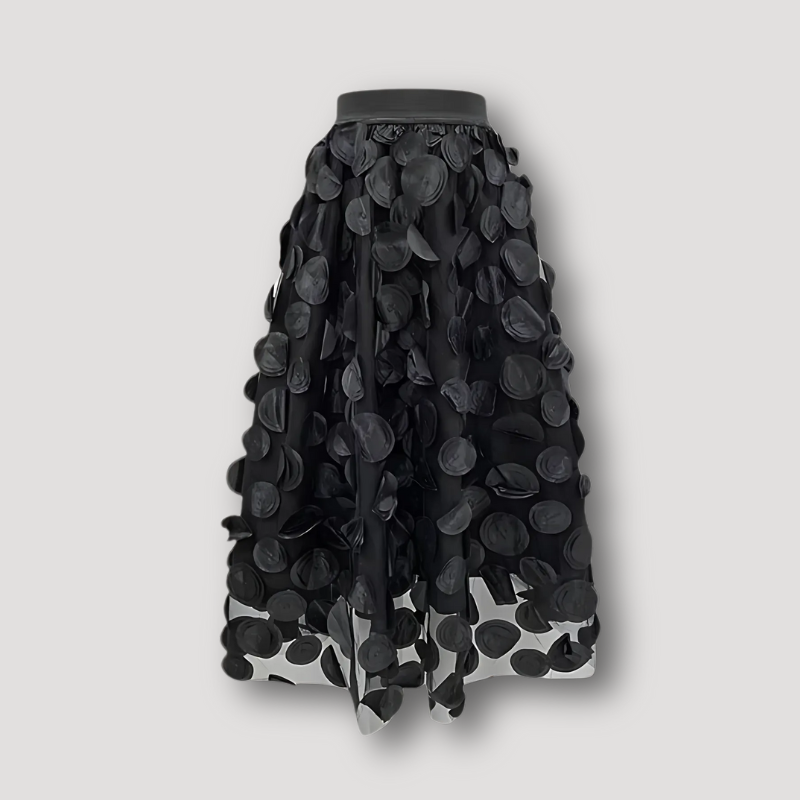 Polka Dots Pattern Mesh Midi Skirt Women