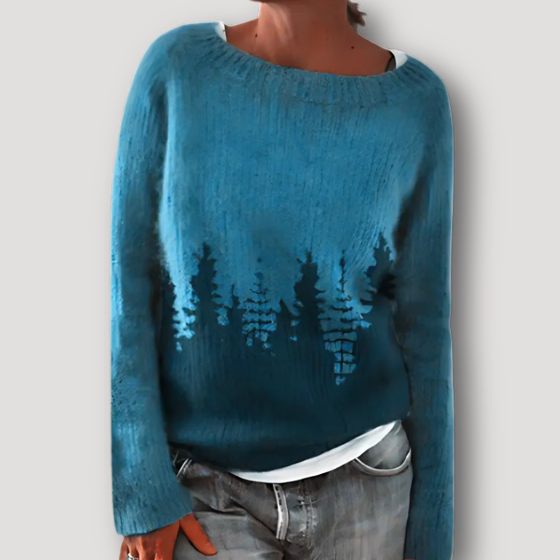 Tribal Patterned Yoke Women Knit Sweater