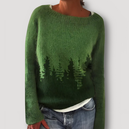 Tribal Patterned Yoke Women Knit Sweater