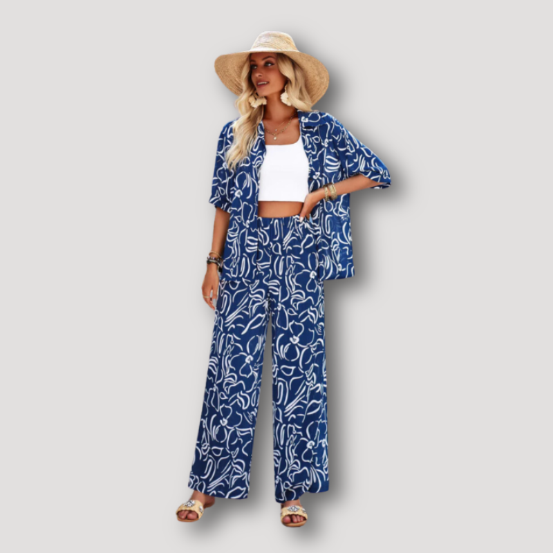 Abstract Print Two Piece Lounge Set Women