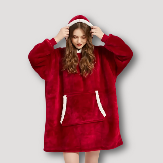 Oversized Red Winter Hoodie Dress Hoodie for Women