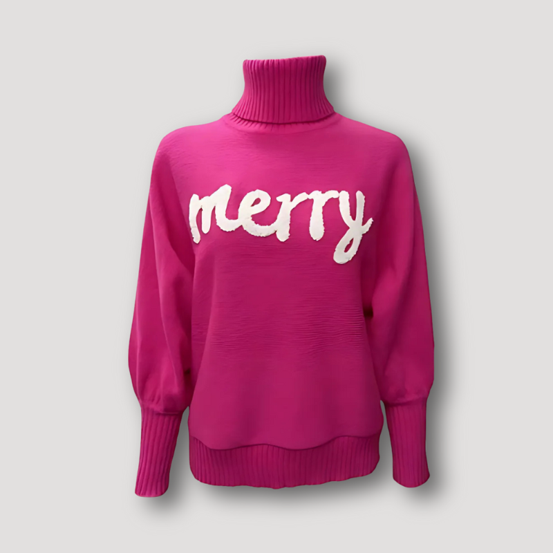 Merry Embroidery Turtleneck Women Knit Sweater