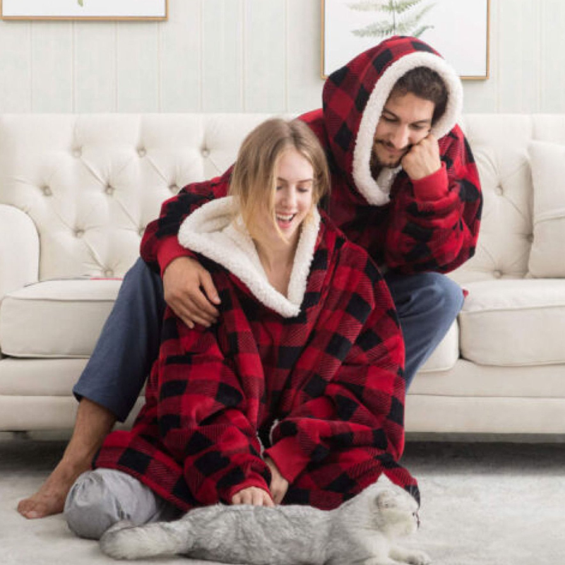 Matching Couple Christmas Outfit Plaid Winter Hoodies