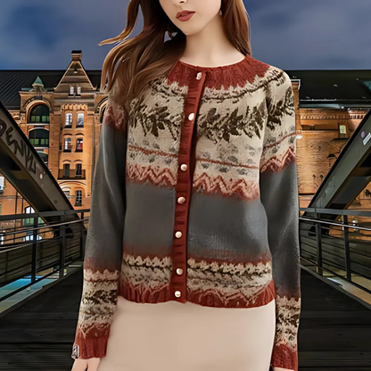 Nordic Patterned Womens Button Up Cardigan Sweaters