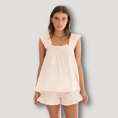 Sleeveless Ruffled Top Two Piece Set Ladies