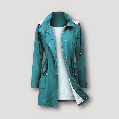 Drawstring Waist Waterproof Raincoat Jackets for Women