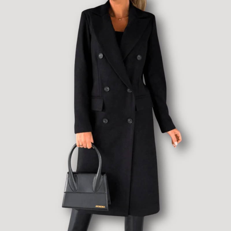 Double Breasted Soft Long Wool Trench Coat Women