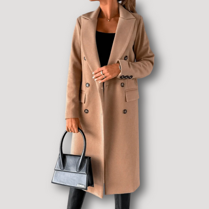 Double Breasted Soft Long Wool Trench Coat Women